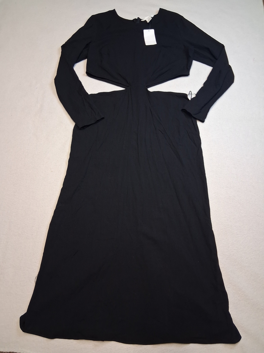 H&M Black Long-Sleeve Maxi Dress with Front Cutouts